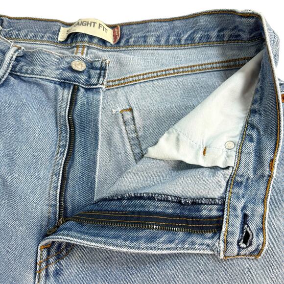 Levis 505 Regular Straight Jeans Wallet Fade Light Stonewash 34x34 Cotton Retro - Picture 6 of 14